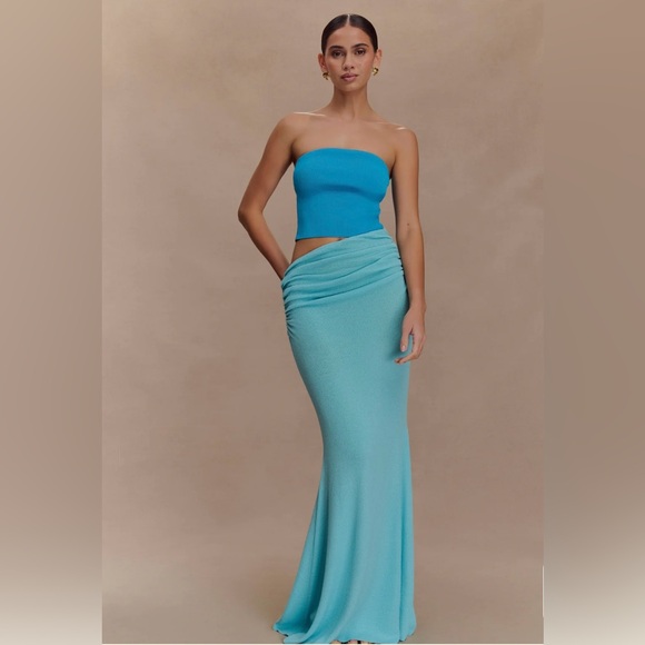 Meshki Dresses & Skirts - Strapless Blue maxi dress with cutout